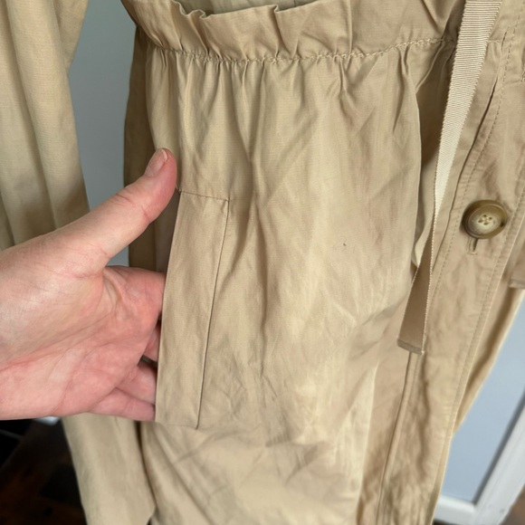 LOFT Ruffle Empire Waist trench coat in lightweight crinkle cotton - Picture 8 of 14